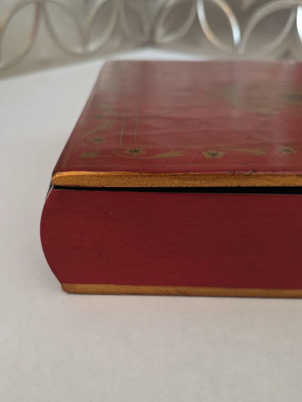 Vintage Florentine Style Book-Shaped Wooden Box - 2-Ring Binder Photo Album